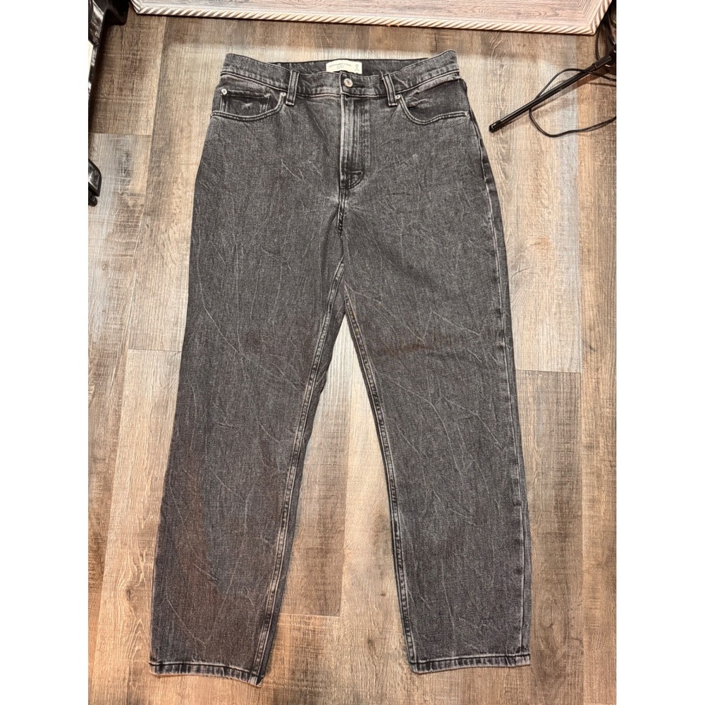 Abercrombie & Fitch The Mom High Rise Jeans Washed Black Gray Size 29 8 Regular